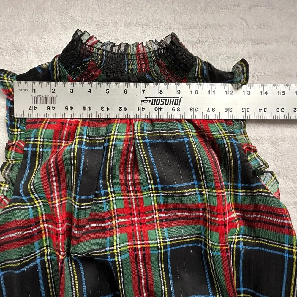 J.Crew Womens Gilded Stewart Tartan Plaid Sleeveless Mock Neck Top 12P AG884 New